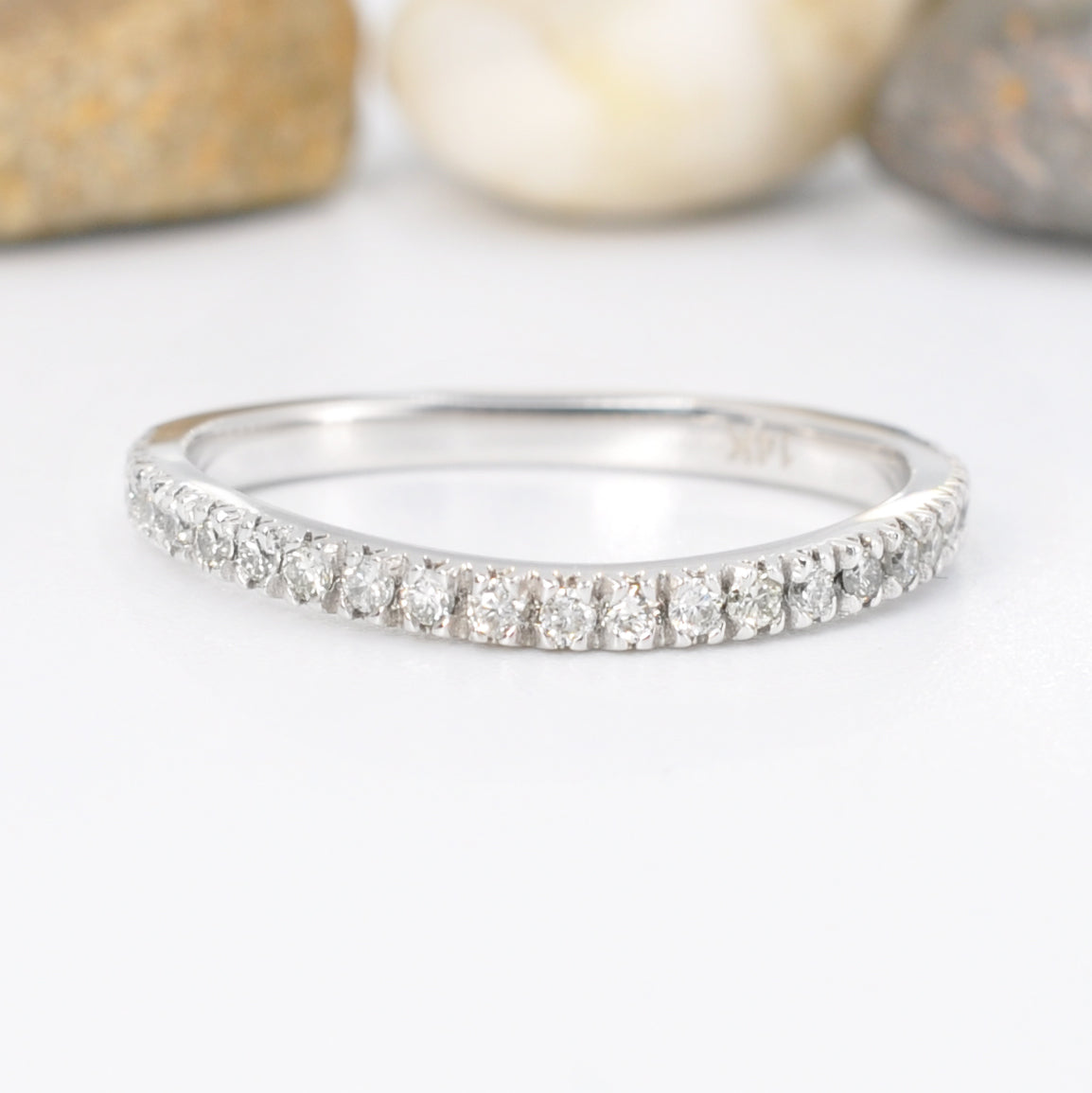 Exquisite 0.30 CT Round Cut Diamonds - Wedding Band in 14KT White Gold