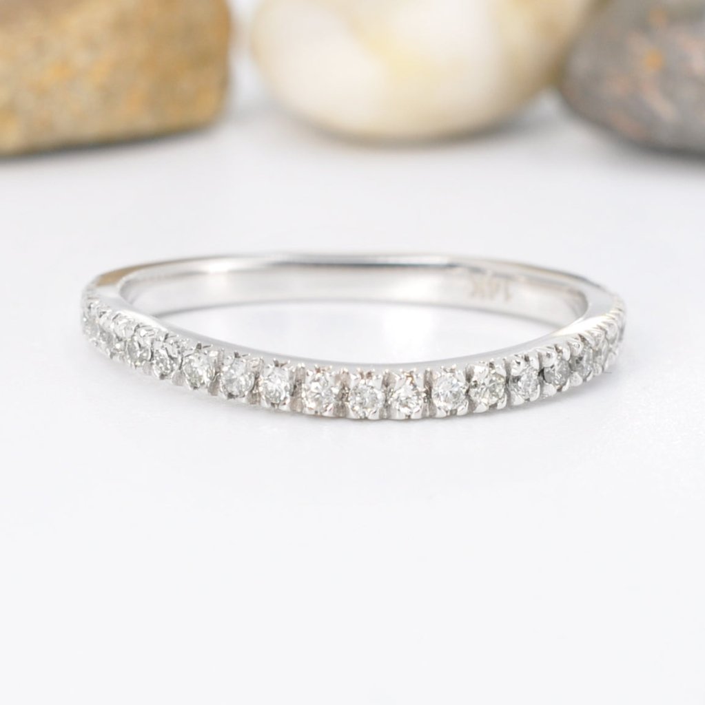 Exquisite 0.30 CT Round Cut Diamonds - Wedding Band in 14KT White Gold