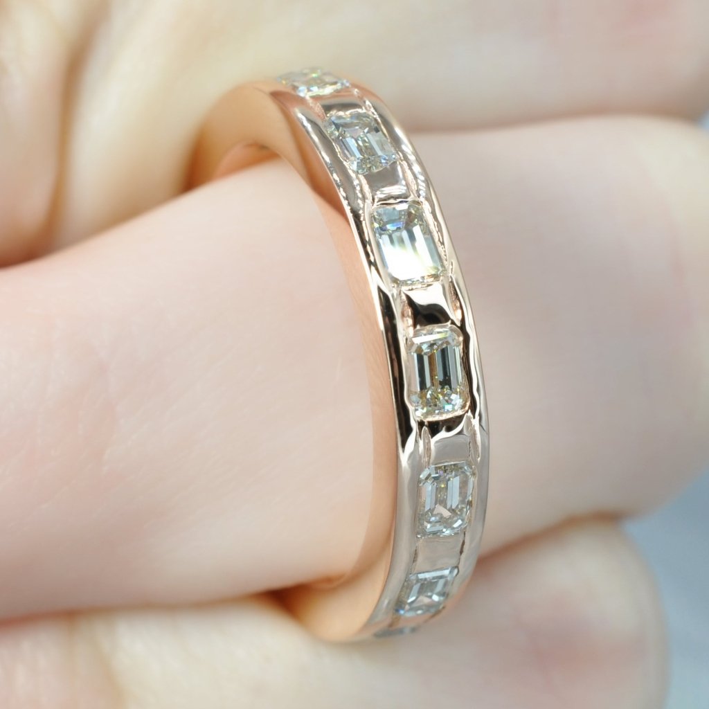 Exquisite 2.50 CT Emerald Cut Diamonds - Eternity Ring in 14KT Rose Gold - Primestyle.com