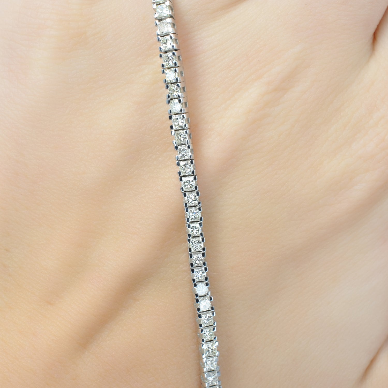 Premium 4.00 CT Princess Cut Diamond Bracelet in 18KT White Gold