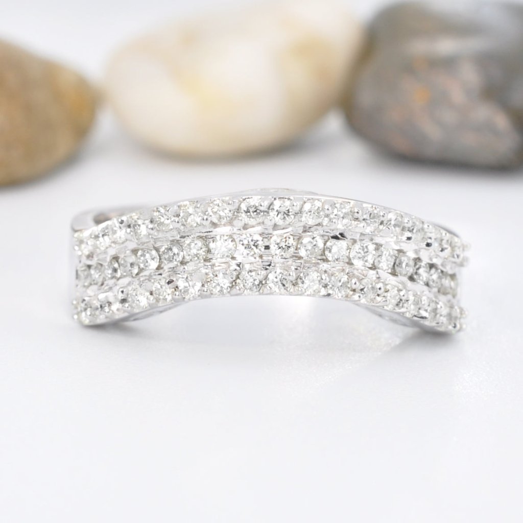 Chic 0.60 CT Round Cut Diamond Wedding Band in 14KT White Gold - Primestyle.com