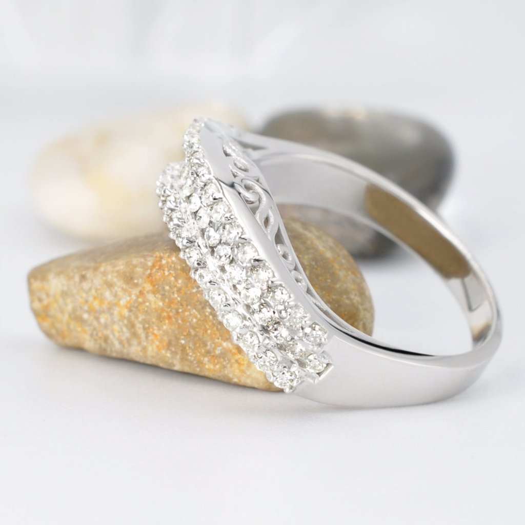 Chic 0.60 CT Round Cut Diamond Wedding Band in 14KT White Gold - Primestyle.com