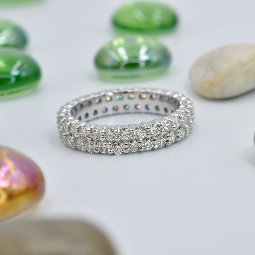 Chic 5.00 CT Round Cut Diamond Eternity Ring in 14KT White Gold - Primestyle.com