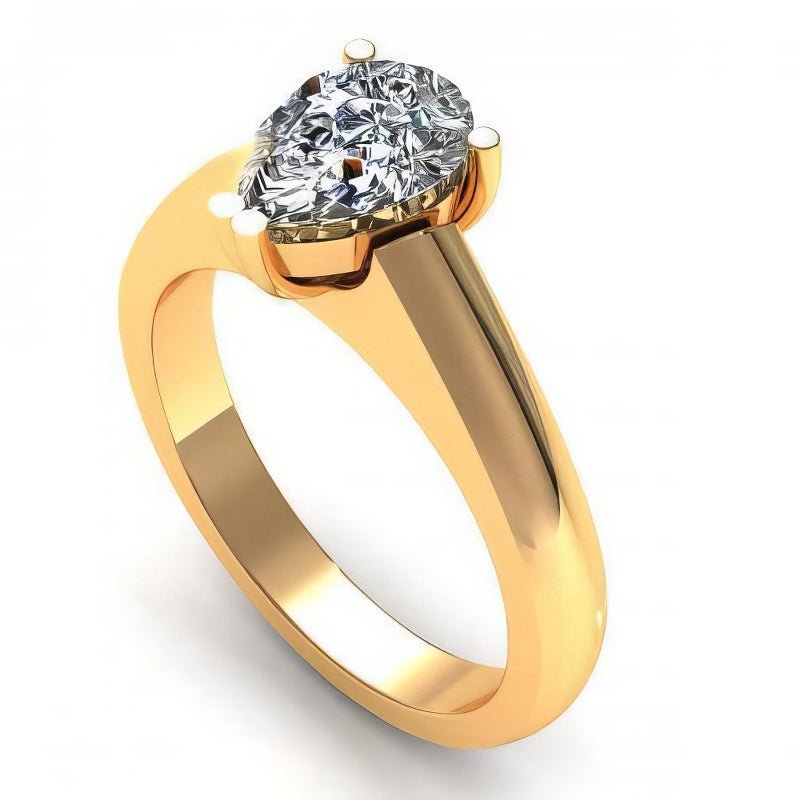 0.35-1.50 CT Pear Cut Natural Diamonds - Solitaire Rings