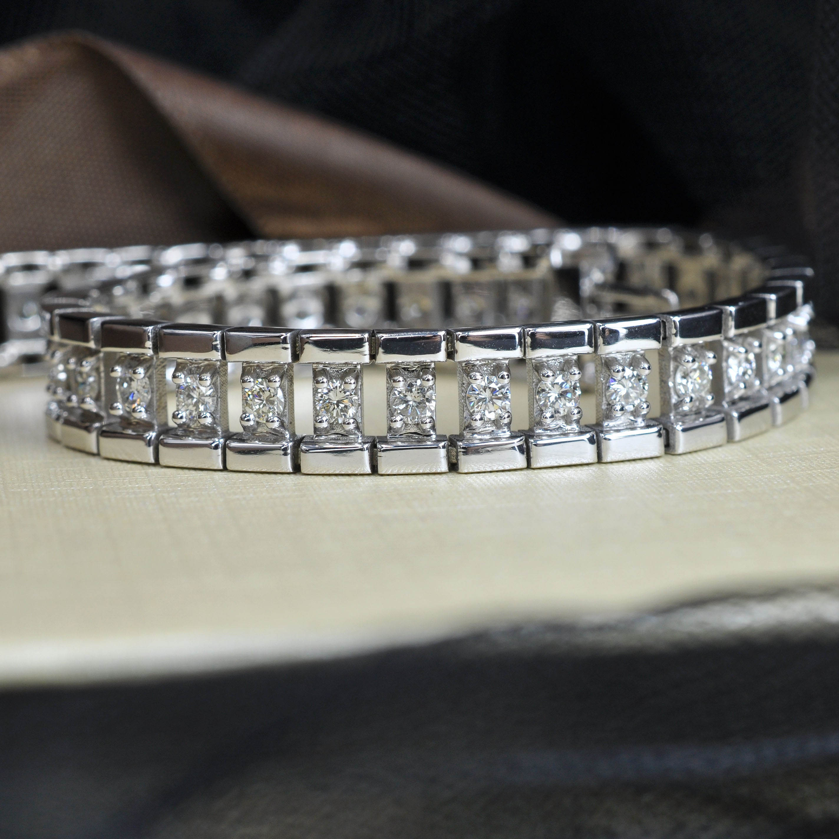 Affordable 3.00 CT Round Cut Diamond Bracelet in 14KT White Gold