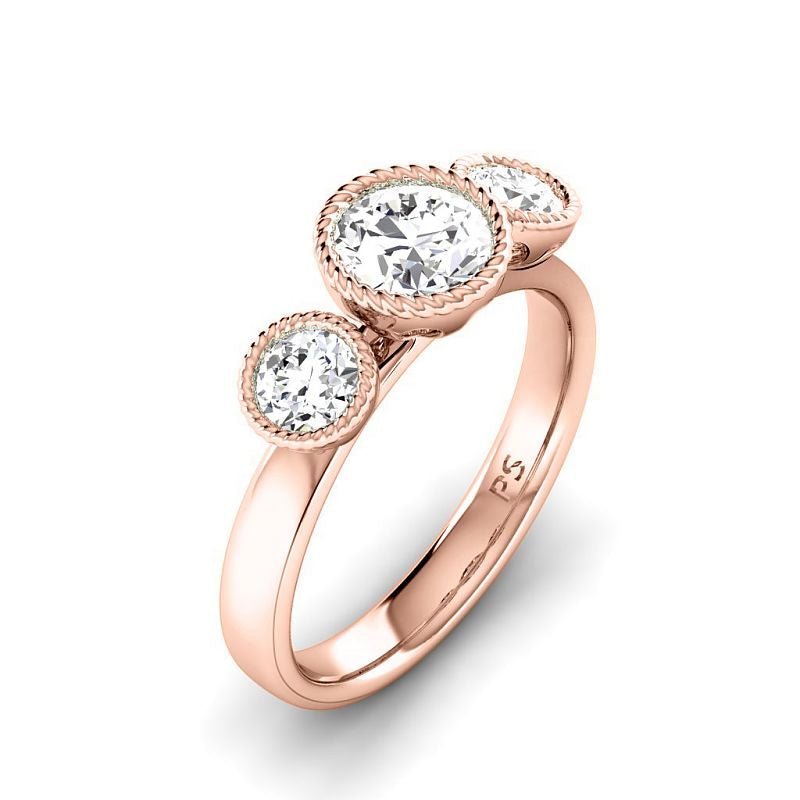 0.70-0.90 CT Round Cut Natural Diamonds - Three Stone Rings