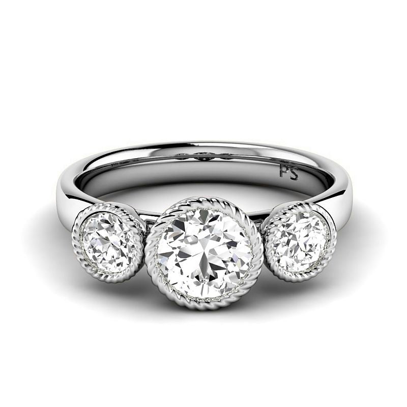 0.70-0.90 CT Round Cut Diamonds - Three Stone Ring