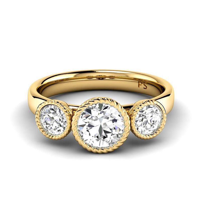 0.70-0.90 CT Round Cut Natural Diamonds - Three Stone Rings