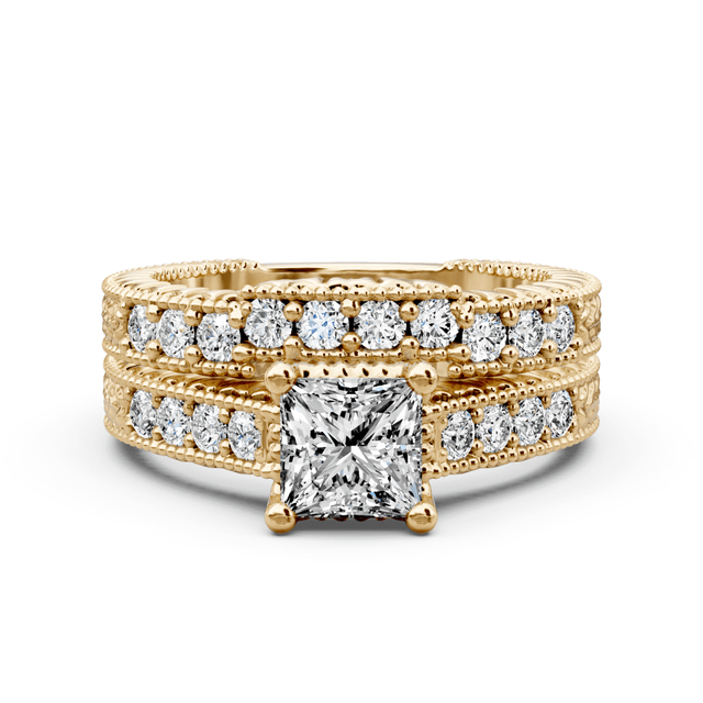 1.00-2.15 CT Princess & Round Cut Natural Diamonds - Bridal Set