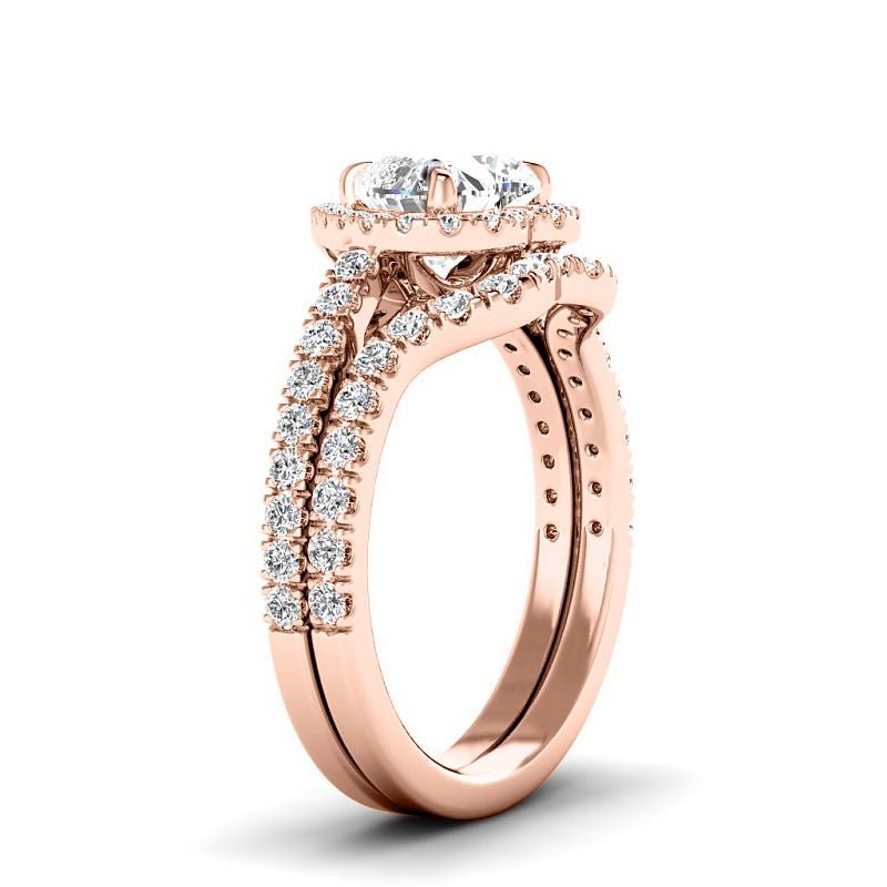 1.15 - 6.65 CT Heart & Round Cut Diamonds - Bridal Set - Primestyle.com