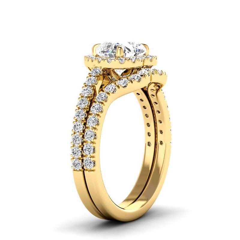 1.15 - 6.65 CT Heart & Round Cut Diamonds - Bridal Set - Primestyle.com