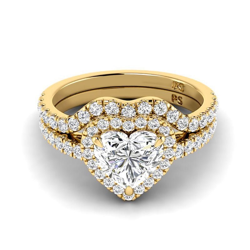 1.15 - 6.65 CT Heart & Round Cut Diamonds - Bridal Set - Primestyle.com