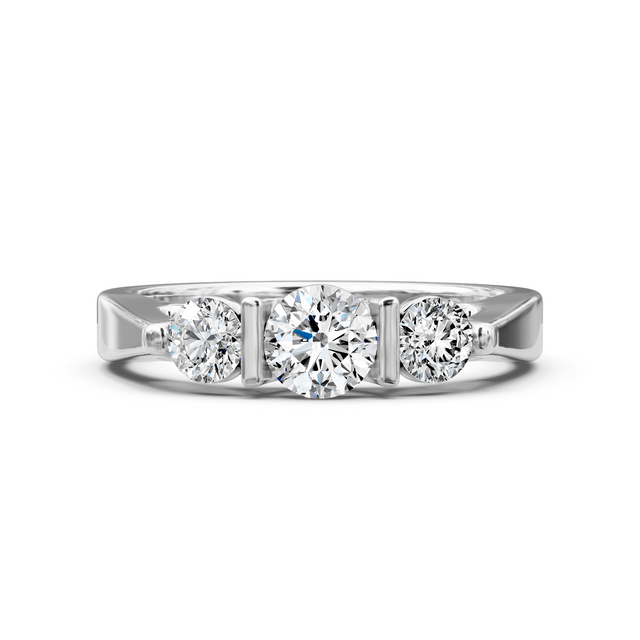 0.85-6.35 CT Round Cut Lab Grown Diamonds - Three Stone Rings