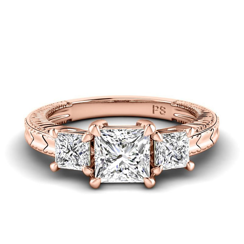 1.30 CT Princess Cut Diamonds - Three Stone Ring