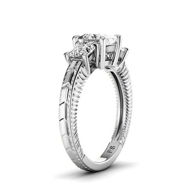 1.30 CT Princess Cut Natural Diamonds - Three Stone Rings