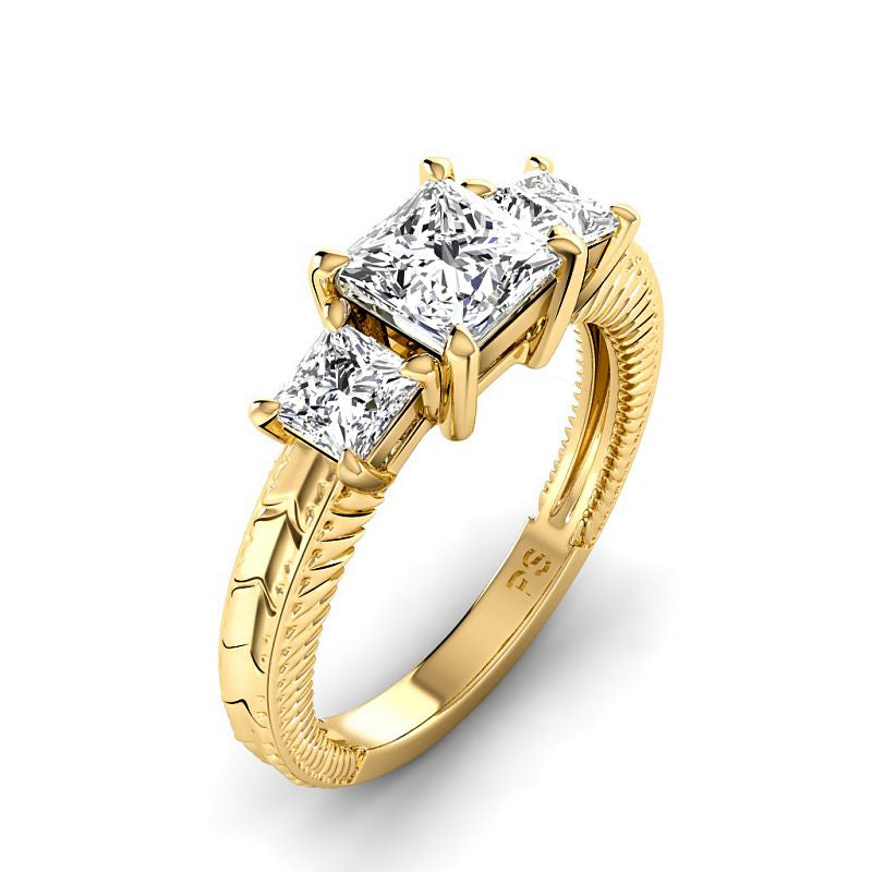 1.30 CT Princess Cut Natural Diamonds - Three Stone Rings