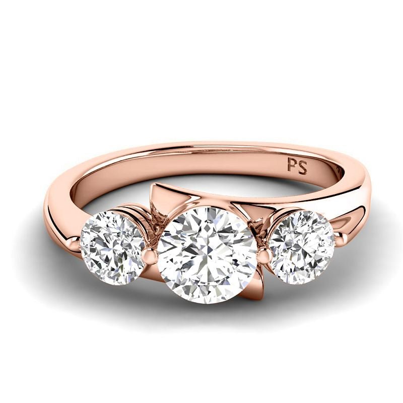 0.85 CT Round Cut Natural Diamonds - Three Stone Rings