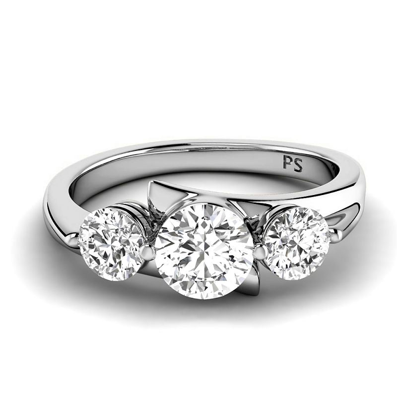 0.85 CT Round Cut Diamonds - Three Stone Ring