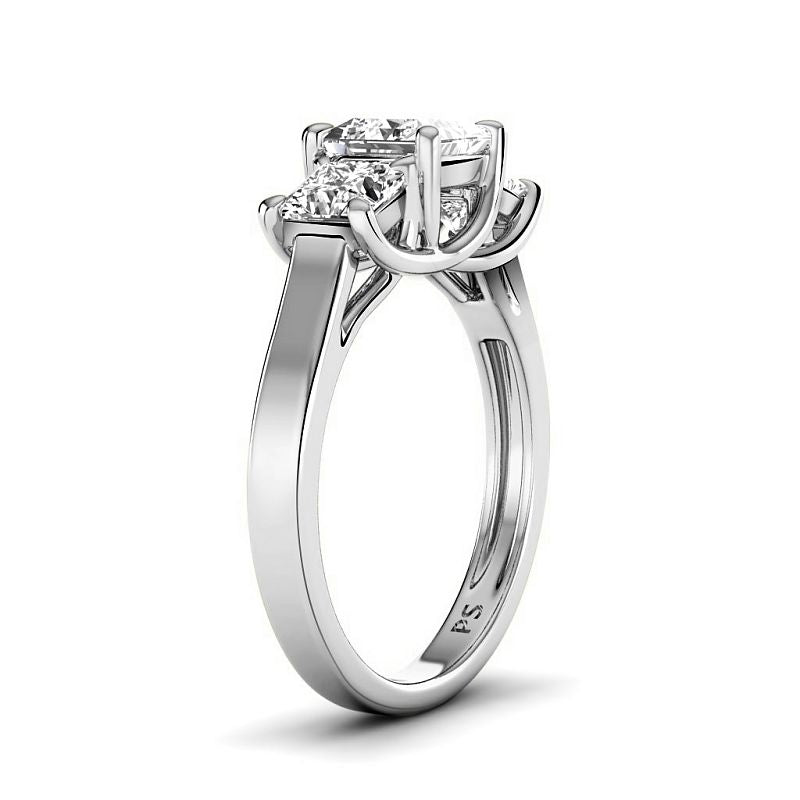 Alluring 1.50 CT Princess Cut Diamonds - Three Stone Ring in 14KT White Gold