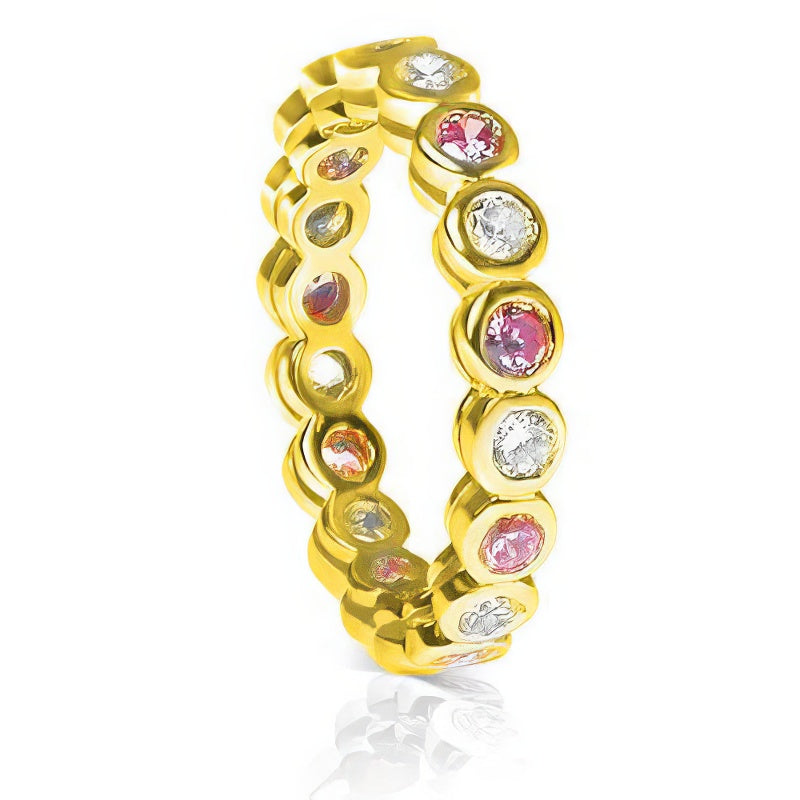 1.55 CT Round Cut Pink Sapphires &amp; Diamonds - Eternity Ring