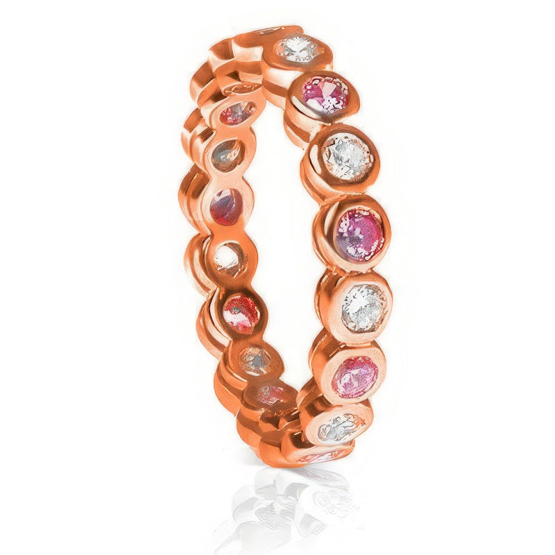 1.55 CT Round Cut Pink Sapphires &amp; Diamonds - Eternity Ring