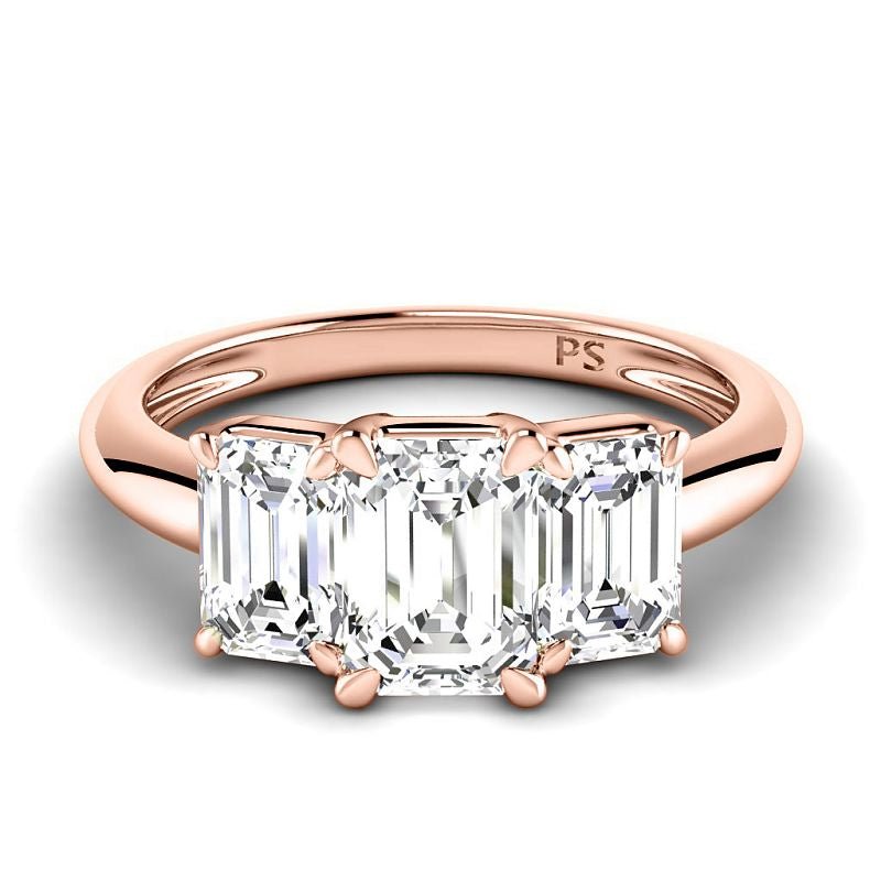 1.10 CT Emerald Cut Natural Diamonds - Three Stone Rings - Primestyle.com