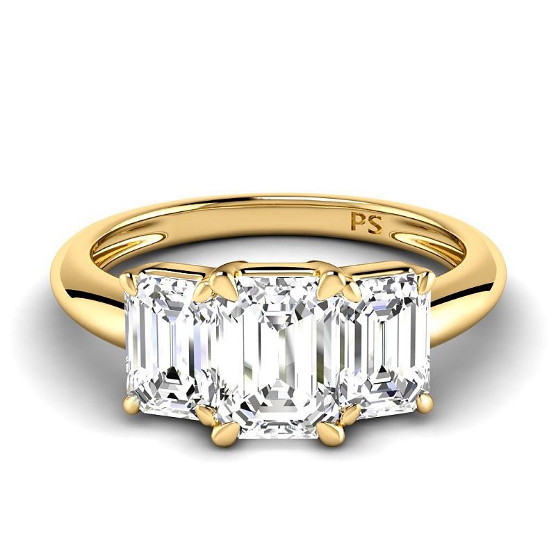 1.10 CT Emerald Cut Natural Diamonds - Three Stone Rings - Primestyle.com