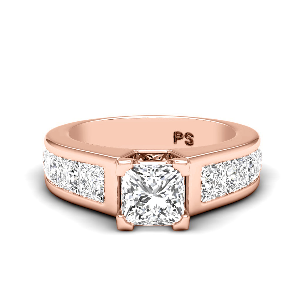 2.65-3.80 CT Princess Cut Natural Diamonds - Engagement Ring