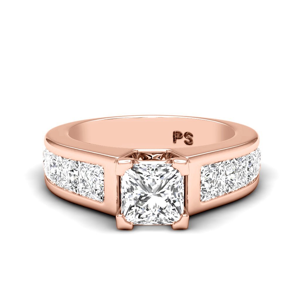2.65-3.80 CT Princess Cut Natural Diamonds - Engagement Ring