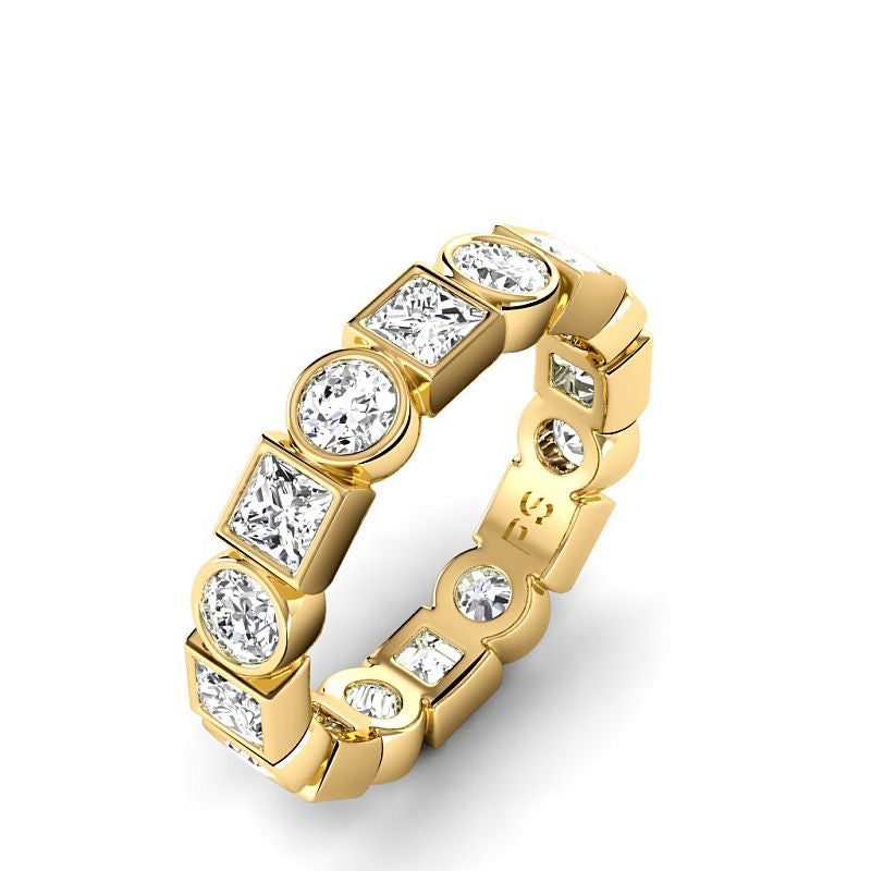 1.50 CT Princess & Round Cut Natural Diamonds - Eternity Rings