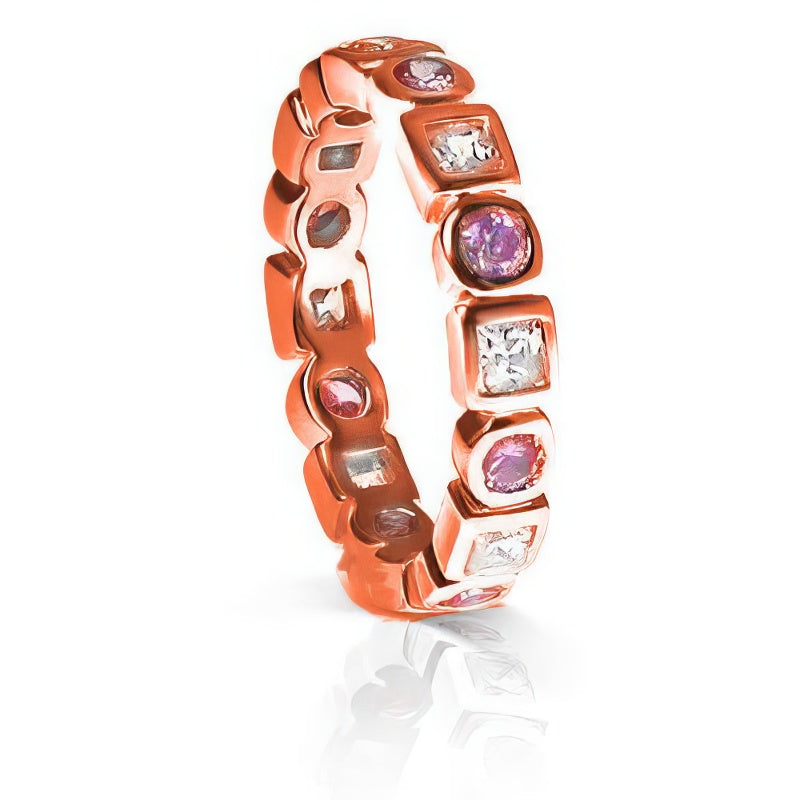 1.65 CT Round &amp; Princess Cut Pink Sapphires &amp; Diamonds - Eternity Ring