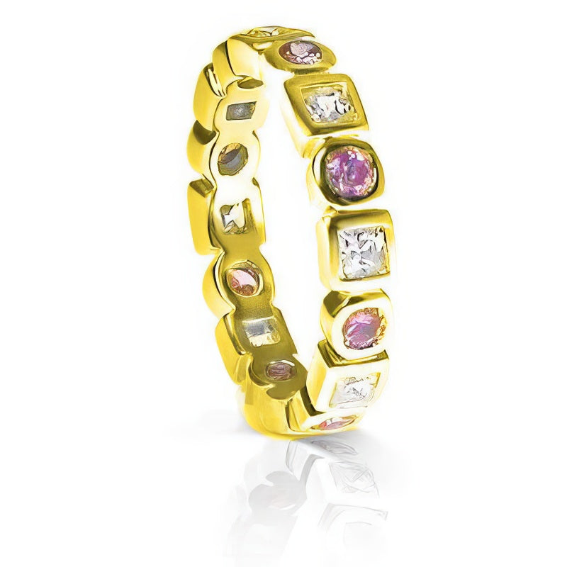 1.65 CT Round & Princess Cut Pink Sapphires & Diamonds - Eternity Ring