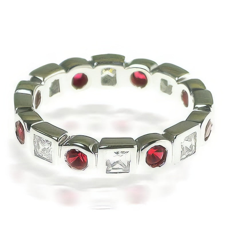 1.65 CT Round & Princess Cut Rubies & Diamonds - Eternity Ring