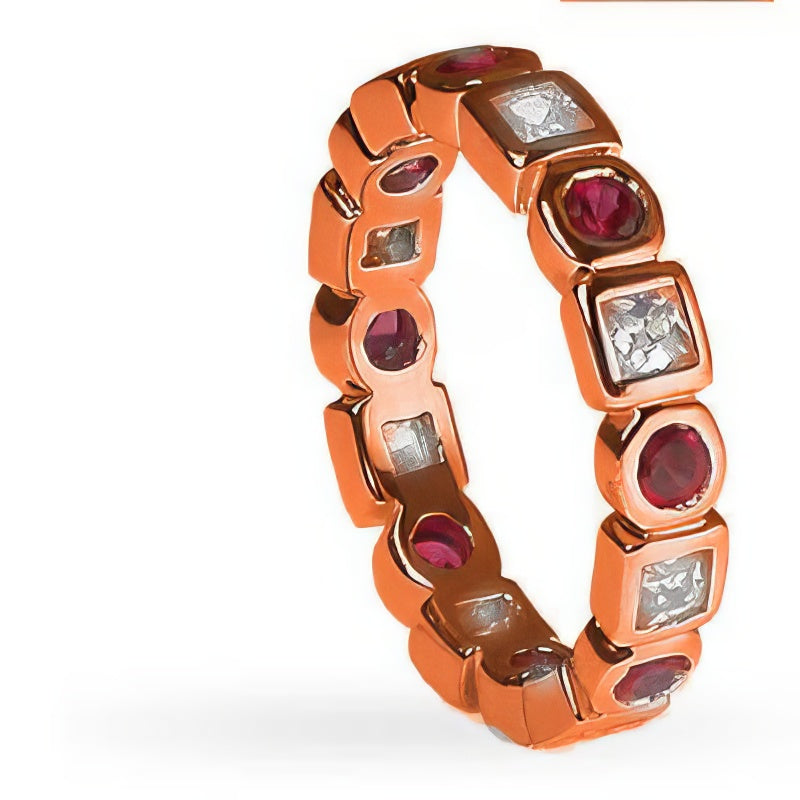 1.65 CT Princess & Round Cut Natural Diamonds - Eternity Rings