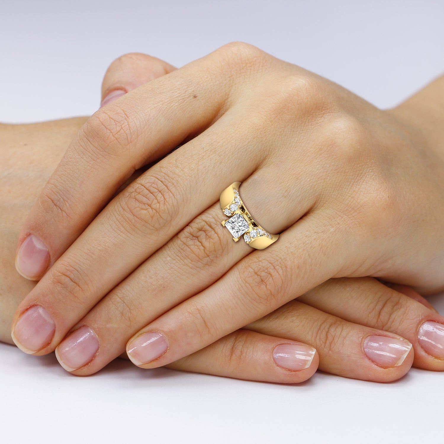 1.15-3.65 CT Round &amp; Princess Cut Lab Grown Diamonds - Engagement Ring