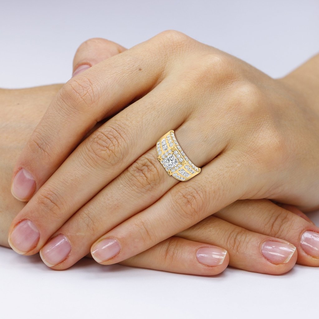 2.80 - 3.95 CT Princess & Round Cut Natural Diamonds - Engagement Ring - Primestyle.com