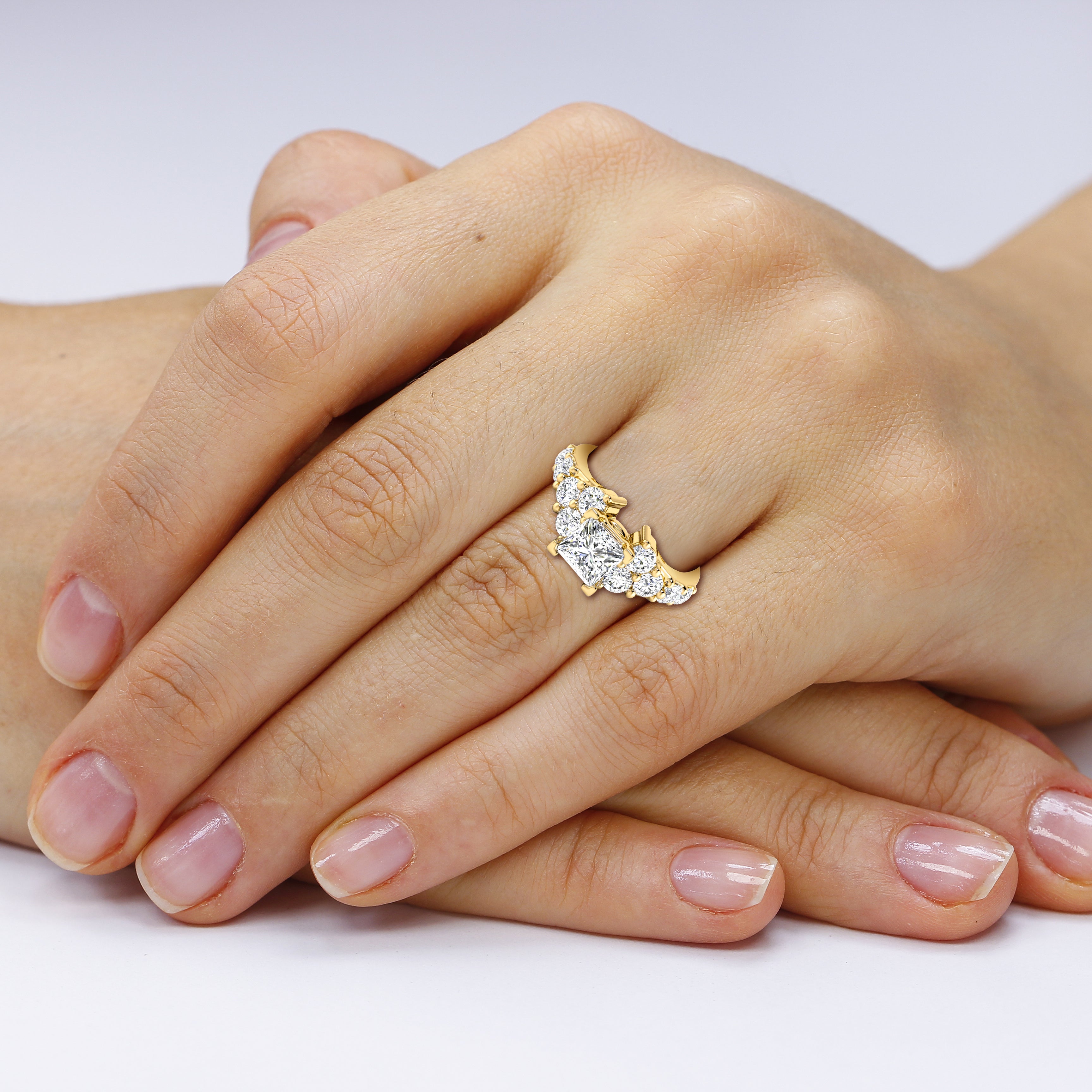 1.90-4.40 CT Round &amp; Princess Cut Lab Grown Diamonds - Engagement Ring