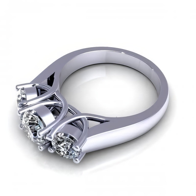 2.05-2.40 CT Round Cut Diamonds - Three Stone Ring