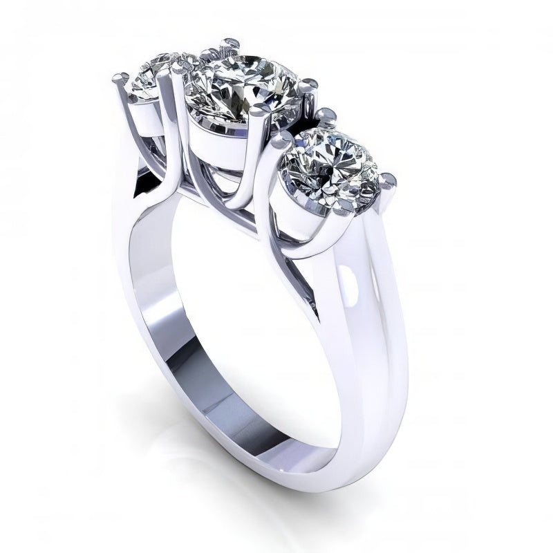 2.05-2.40 CT Round Cut Diamonds - Three Stone Ring