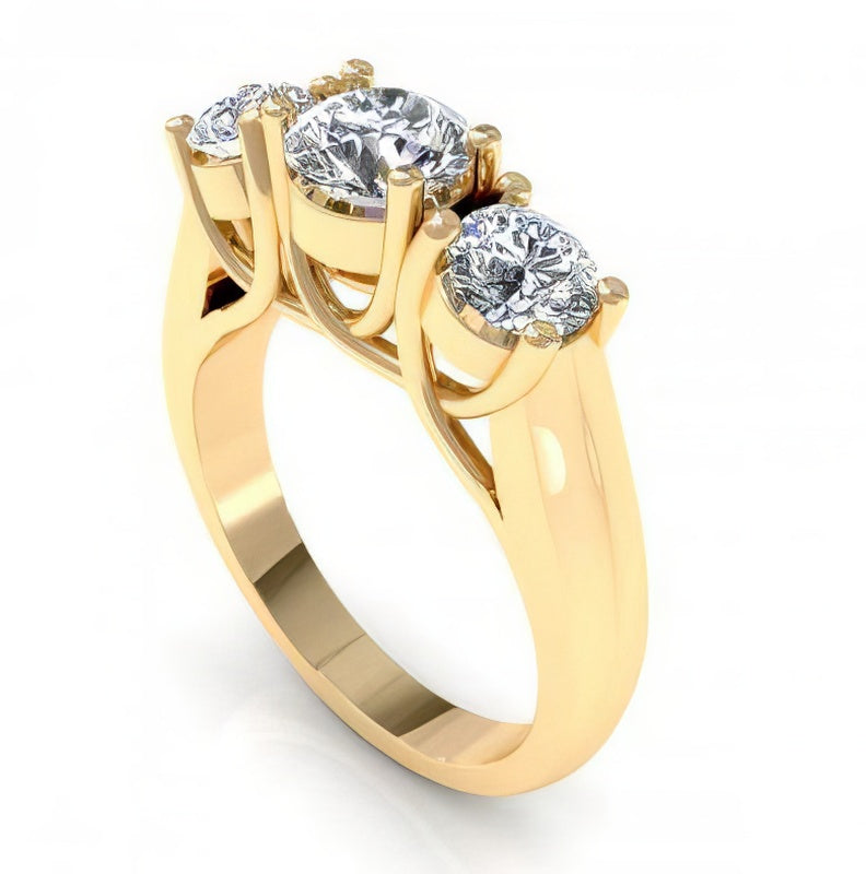 2.05-2.40 CT Round Cut Diamonds - Three Stone Ring