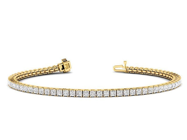 4.00-13.50 CT Princess Cut Natural Diamonds - Tennis Bracelet