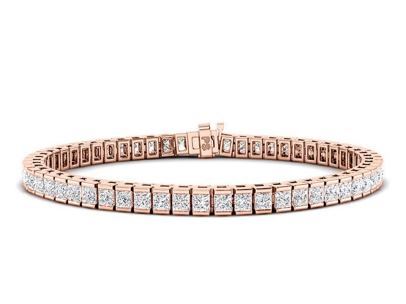 4.00 - 14.50 CT Princess Cut Diamonds - Tennis Bracelet - Primestyle.com