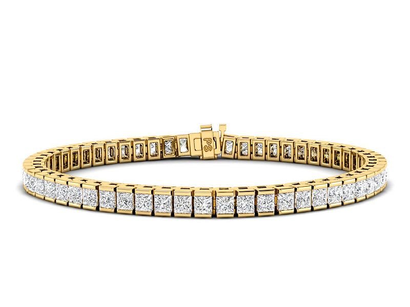 4.00 - 14.50 CT Princess Cut Diamonds - Tennis Bracelet - Primestyle.com