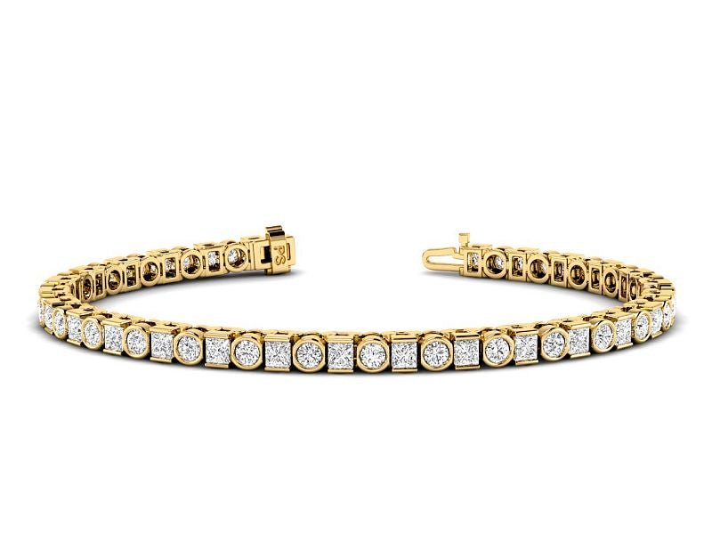4.05 - 7.50 CT Princess & Round Cut Diamonds - Tennis Bracelet - Primestyle.com