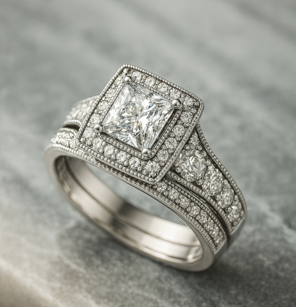 Nexa Princess Halo Duo Ring Set