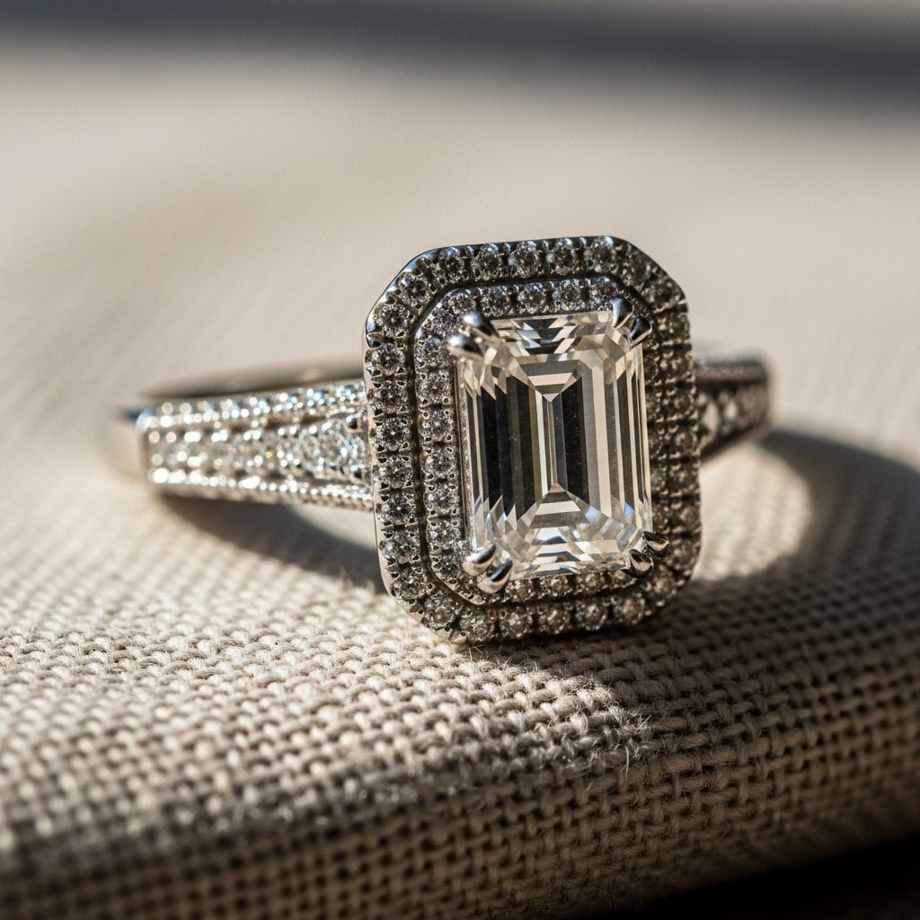 Imperia Emerald Double Halo Diamond Ring