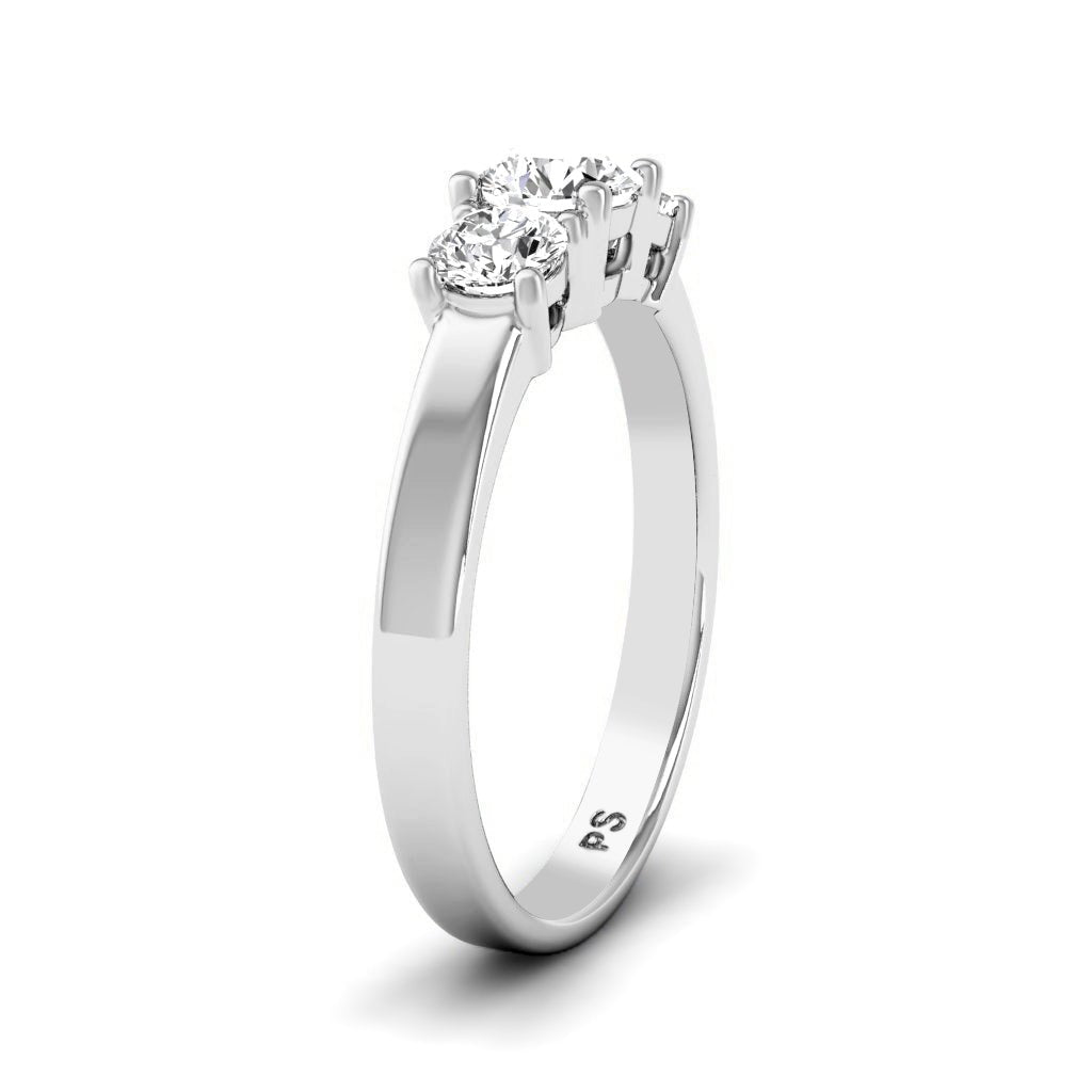0.90 CT Round Cut Lab Grown Diamonds - Three Stone Ring - Primestyle.com