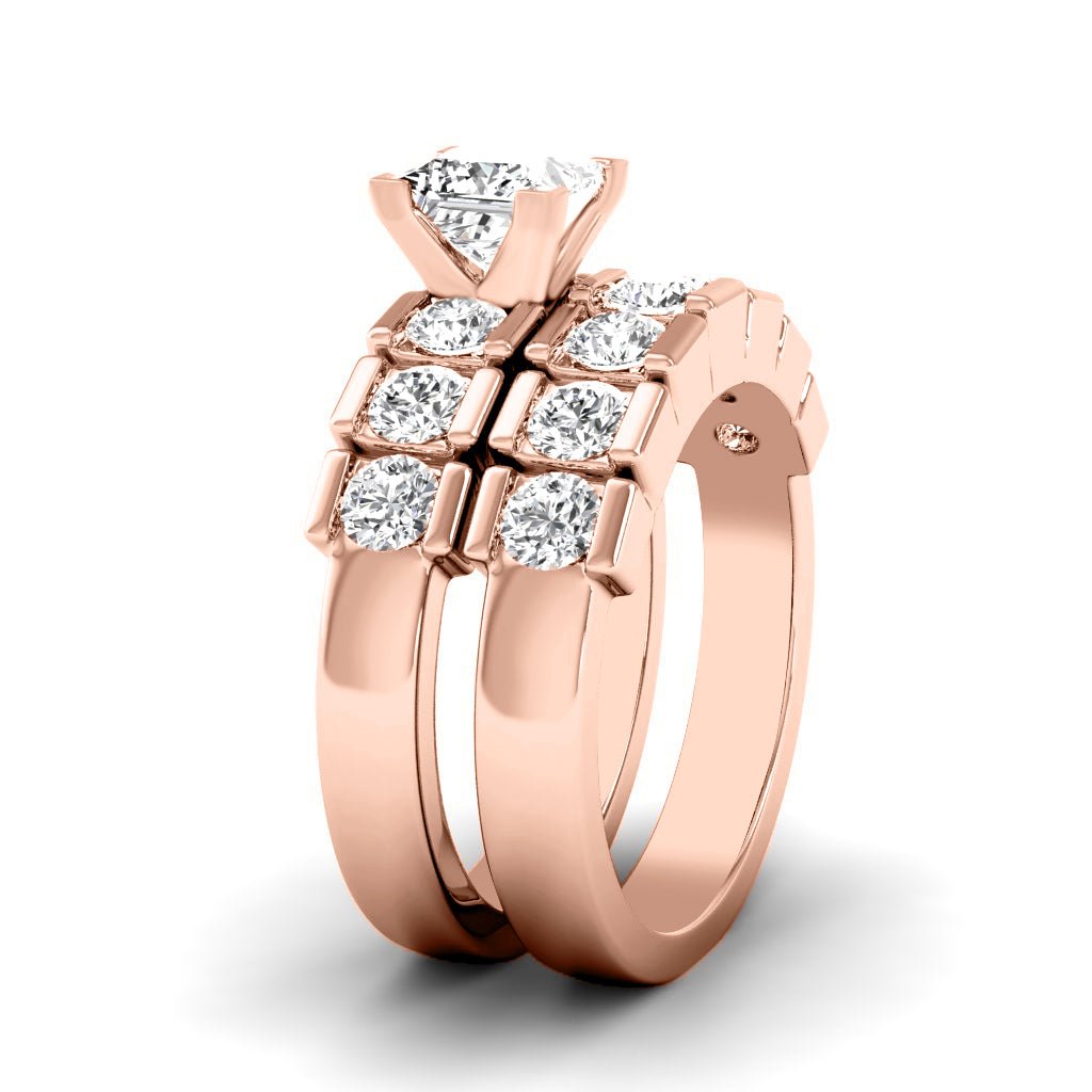 2.20 - 3.35 CT Princess & Round Cut Natural Diamonds - Bridal Set - Primestyle.com