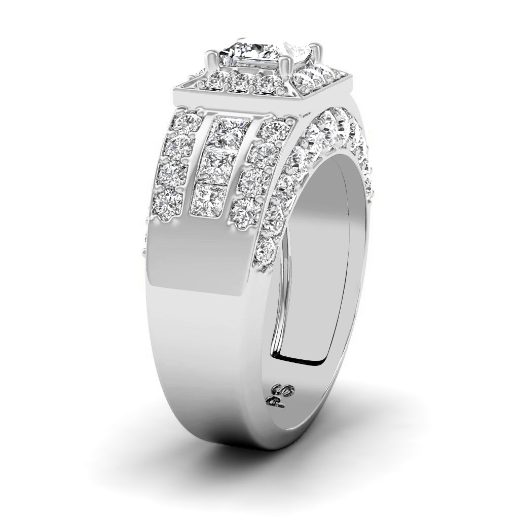 2.80-3.95 CT Princess & Round Cut Natural Diamonds - Engagement Ring