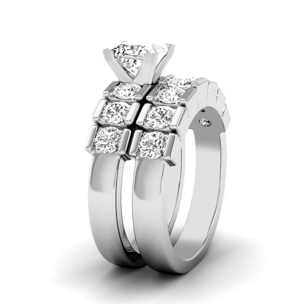 1.35-6.85 CT Princess & Round Cut Diamonds - Bridal Set